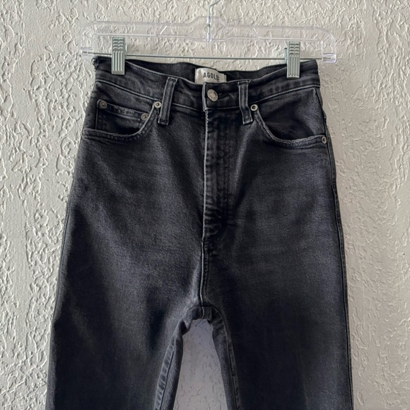 Agolde 90s Pinch Jeans Pant High Straight Black Denim Dark Classic Minimalist 25 - Picture 7 of 14